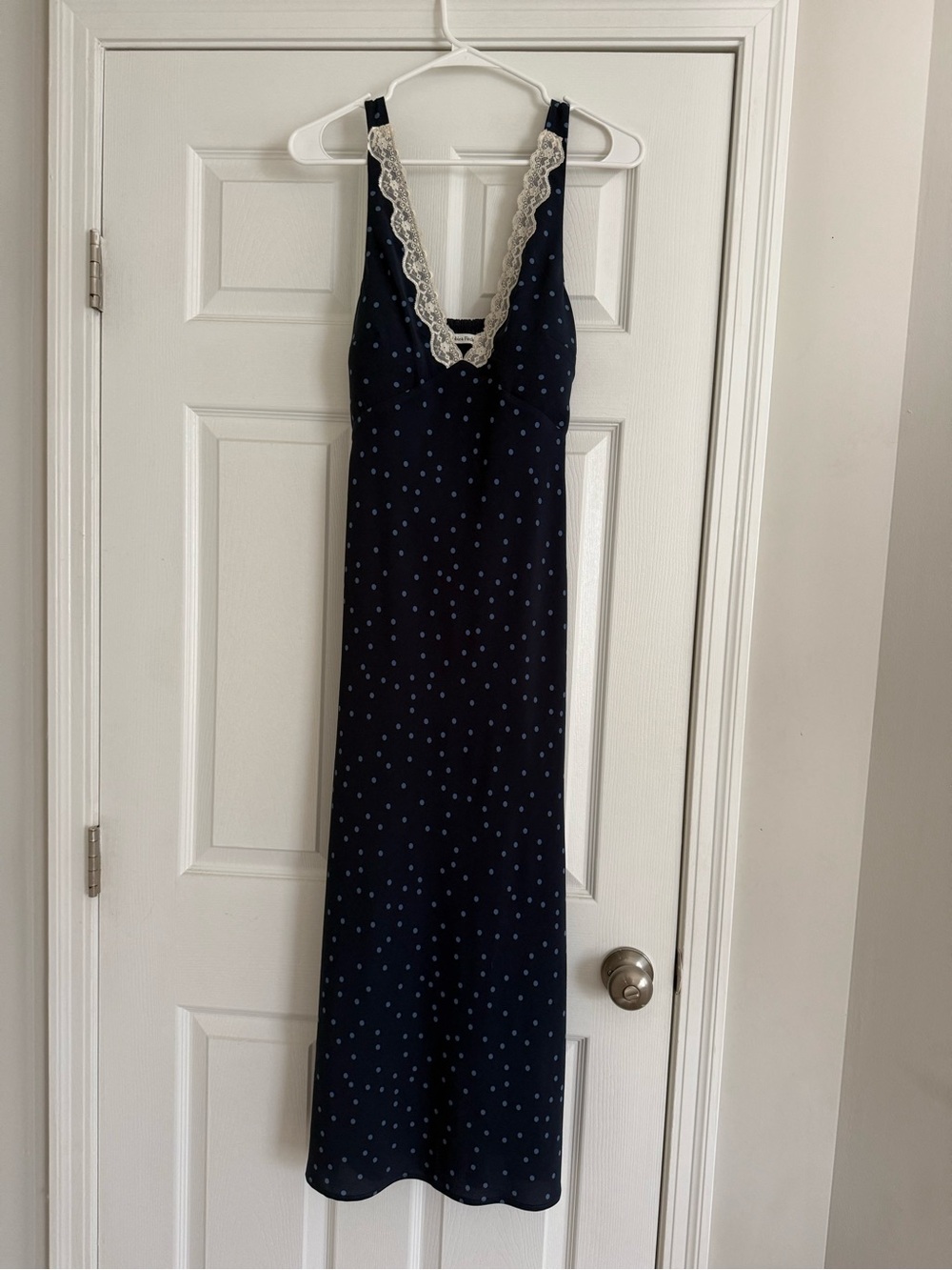 Abercrombie & Fitch Navy Polka Dot Lace-Trim Slip Dress